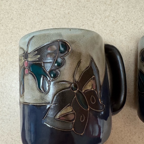 Butterfly coffee mugs. Handmade. - Picture 4 of 12
